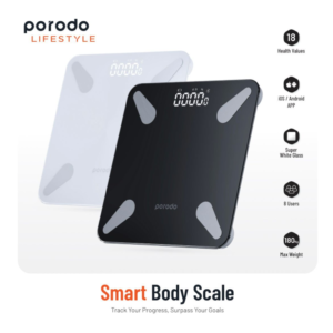 PORODO LIFESTYLE SMART BLUETOOTH FULL BODY FAT SCALE-BLACK