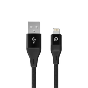 Porodo Braided USB-A to Lightning Cable (2.4A 1.2m) Black