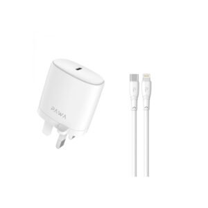 Pawa Solid Travel Charger 20W PD With Type-C to Lightning Cable – White