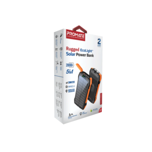 Promate Rugged EcoLight Solar Power Bank 20000mAh