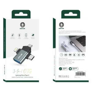 Green 3 in 1 OTG ( Lightning / Micro / Type-C ) – Gray