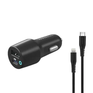 Powerology Dual Port LED Car Charger PD 20W USB-A 12W