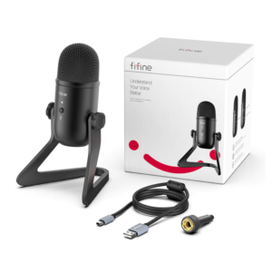 Fifine K678 Studio USB Microphone with Low Latency Monitoring – Black